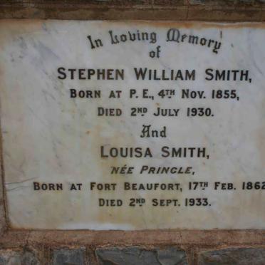 SMITH Stephen William 1855-1930 &amp; Louisa PRINGLE 1862-1933