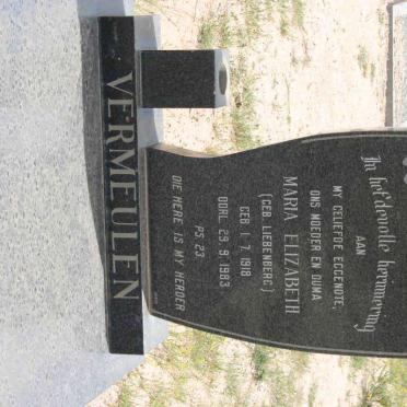 VERMEULEN Maria Elizabeth nee LIEBENBERG 1918-1983