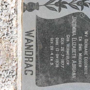 WANDRAG Jacomina Elizabeth Adriana nee VERMEULEN 1877-1938