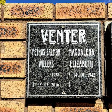 VENTER Petrus Salmon Willers 1938-2016 & Magdalena Elizabeth 1942-