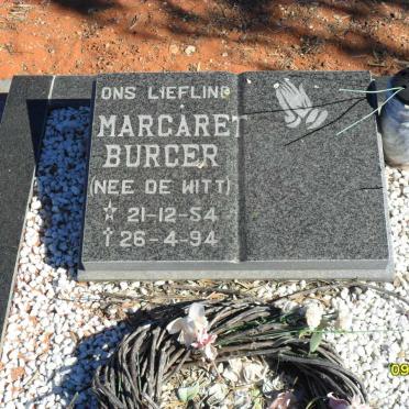 BURGER Margaret nee DE WITT 1954-1994