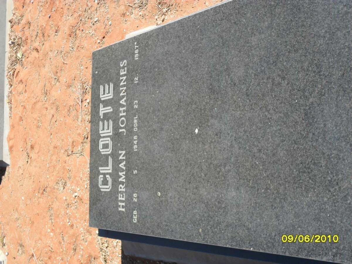 CLOETE Herman Johannes 1948-1987