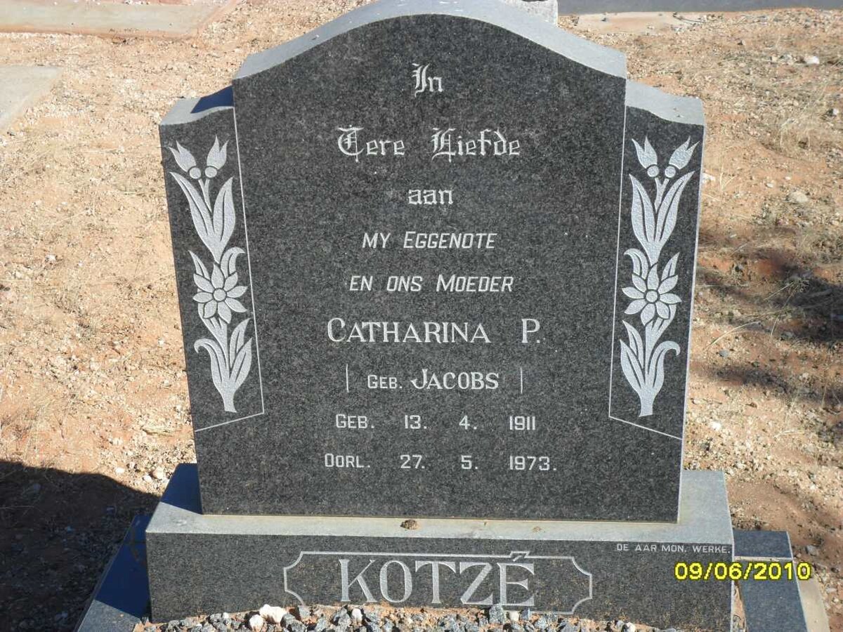 KOTZE Catharina P.nee JACOBS 1911-1973