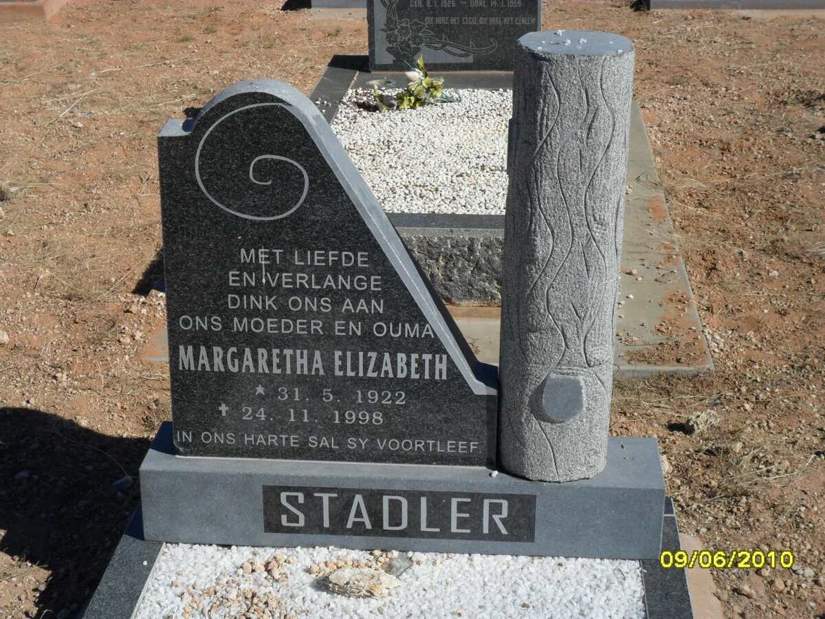 STADLER Margaretha Elizabeth 1922-1998