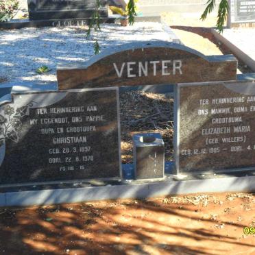 VENTER Christiaan 1897-1978 &amp; Elizabeth Maria WILLERS 1905-1984
