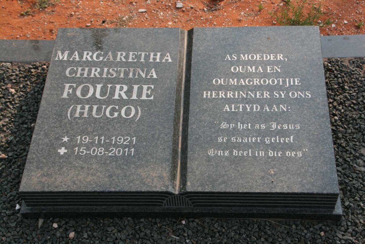 FOURIE Margaretha Christina nee HUGO 1921-2011