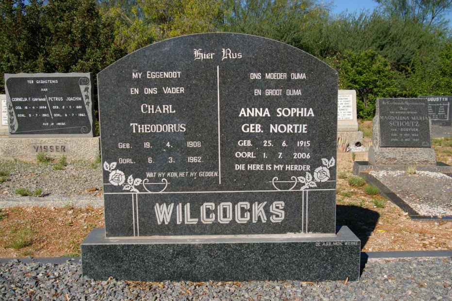 WILCOCKS Charl Theodorus 1908-1962 &amp; Anna Sophia NORTJE 1915-2006