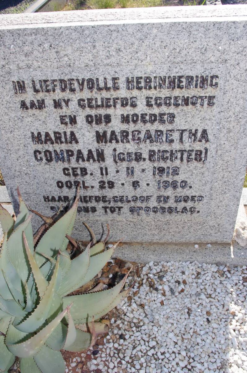 COMPAAN Maria Margaretha nee RICHTER 1912-1960