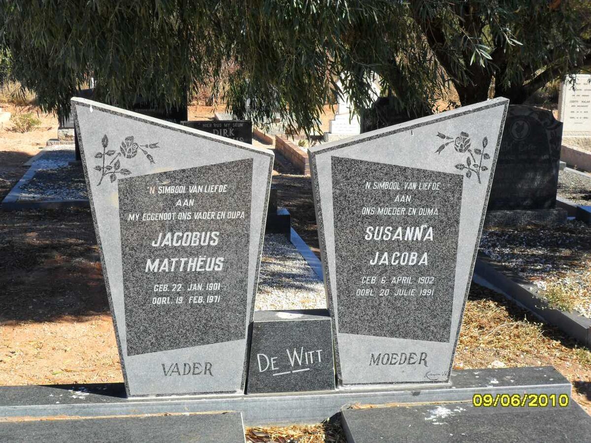 WITT Jacobus Mattheus, de 1901-1971 &amp; Susanna Jacoba 1902-1991