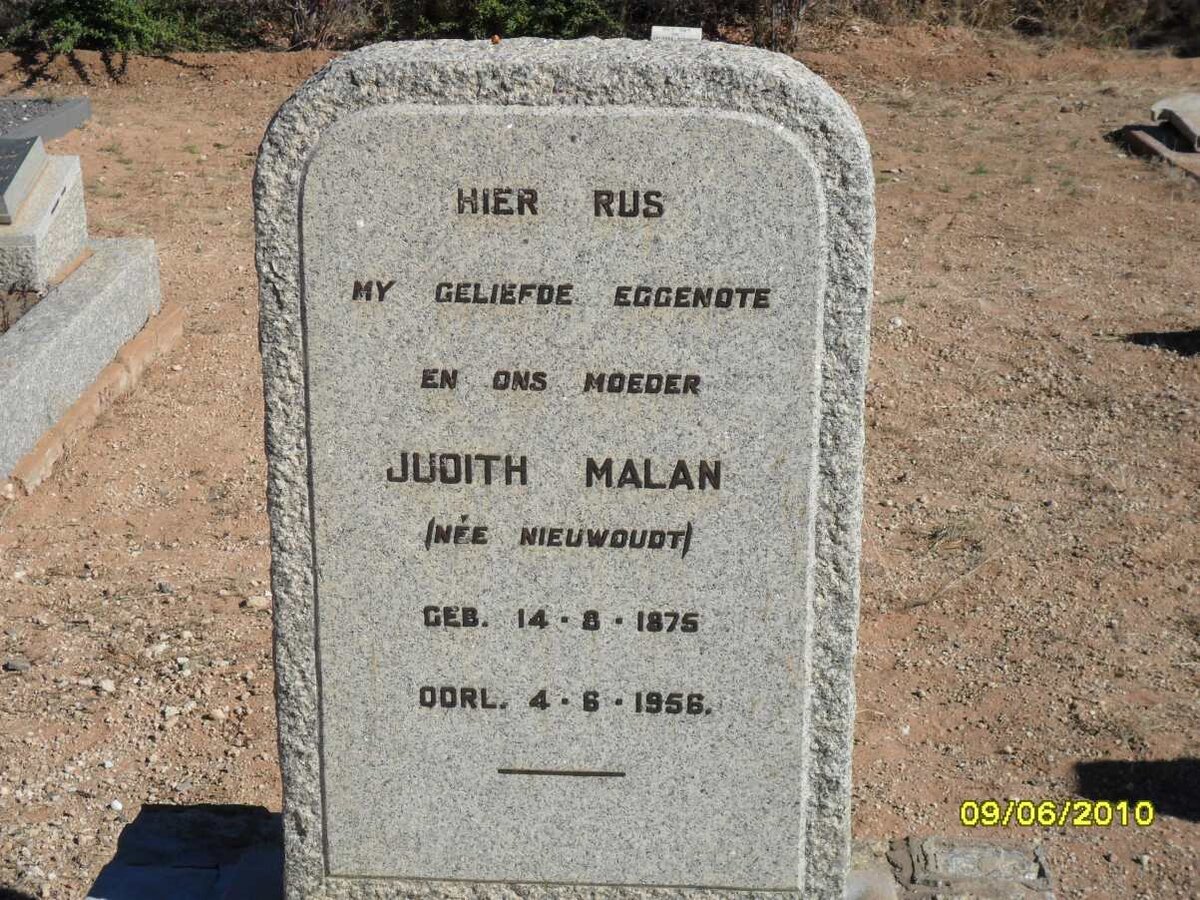 MALAN Judith nee NIEUWOUDT 1875-1956