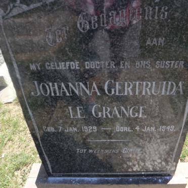 GRANGE Johanna Gertruida, le 1929-1949