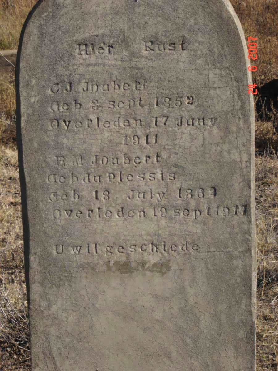 JOUBERT C.J. 1852-1911 &amp; B.M. DU PLESSIS 1862-1917