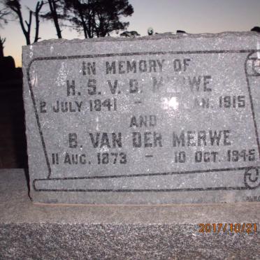 MERWE H.S., v.d. 1841-1915 :: VAN DER MERWE B. 1873-1945