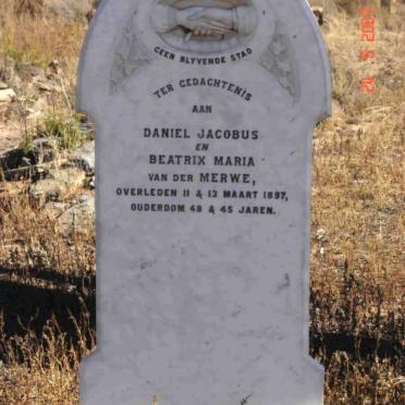 MERWE Daniel Jacobus, van der -1897 &amp; Beatrix Maria -1897
