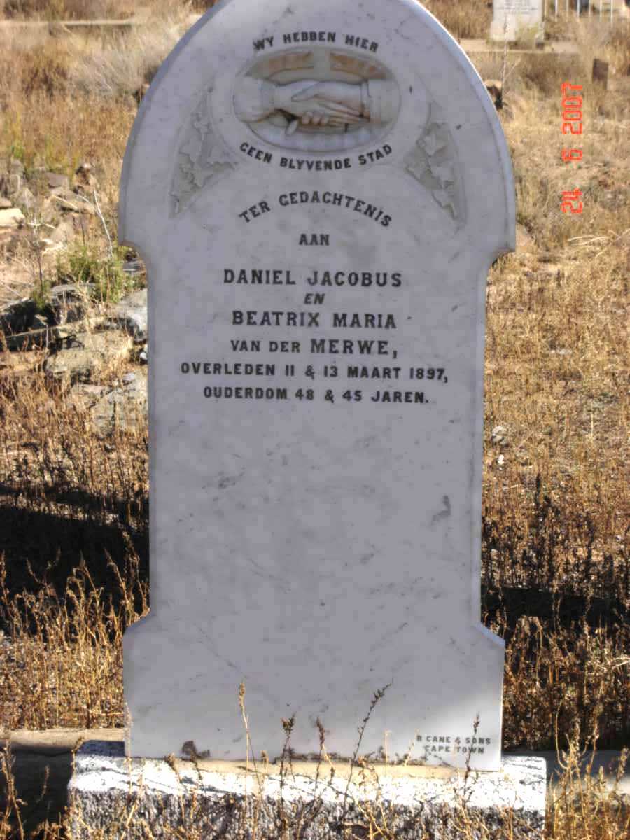 MERWE Daniel Jacobus, van der -1897 &amp; Beatrix Maria -1897