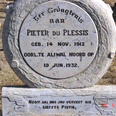 PLESSIS Pieter, du 1912-1932