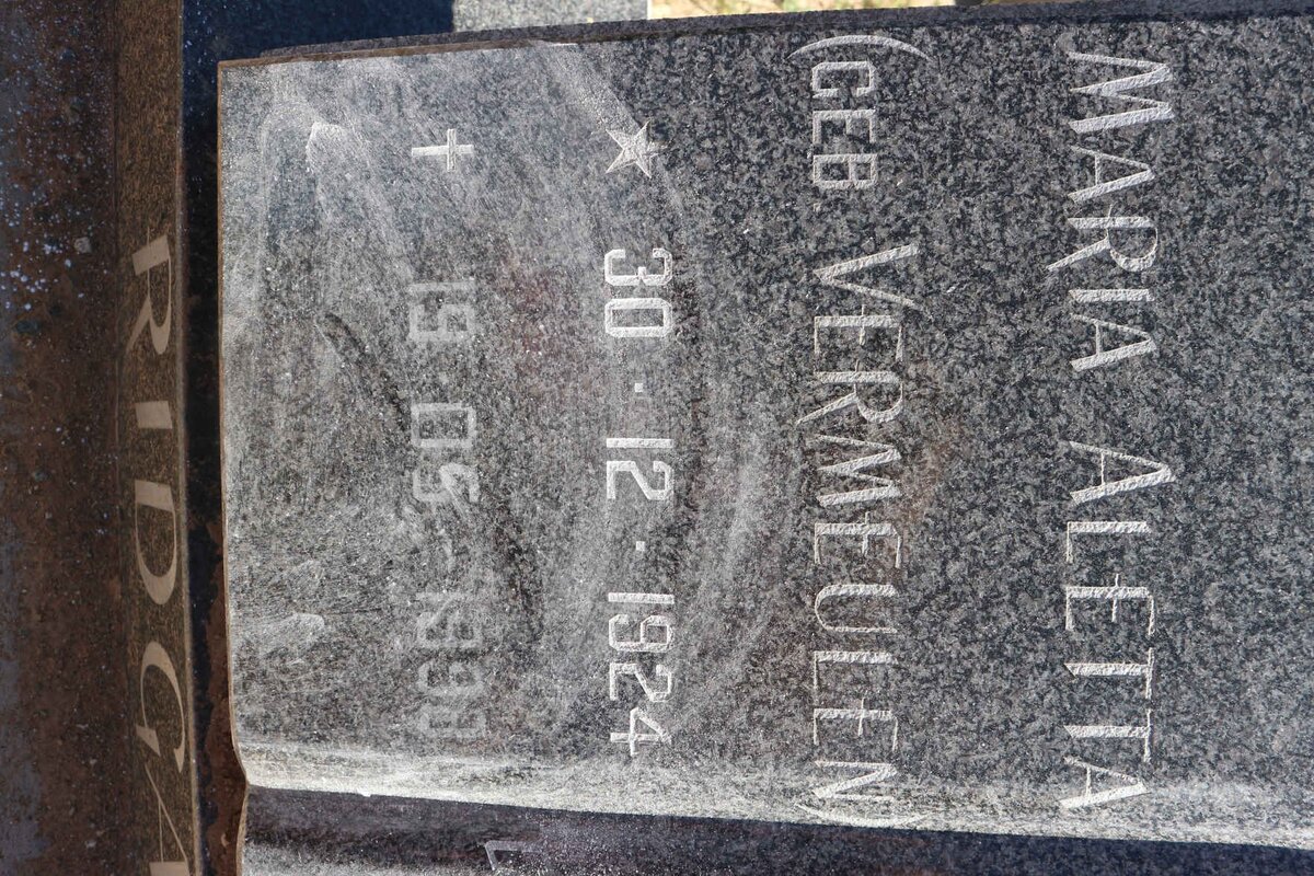 RIDGARD Percy William Taylor 1914-1990 &amp; Maria Aletta VERMEULEN 1924-1993