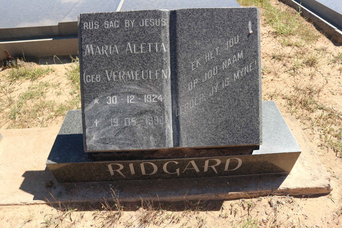 RIDGARD Percy William Taylor 1914-1990 &amp; Maria Aletta VERMEULEN 1924-1993