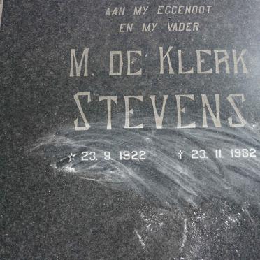 STEVENS M. de Klerk 1922-1982 &amp; Hester M. PRETORIUS 1938-