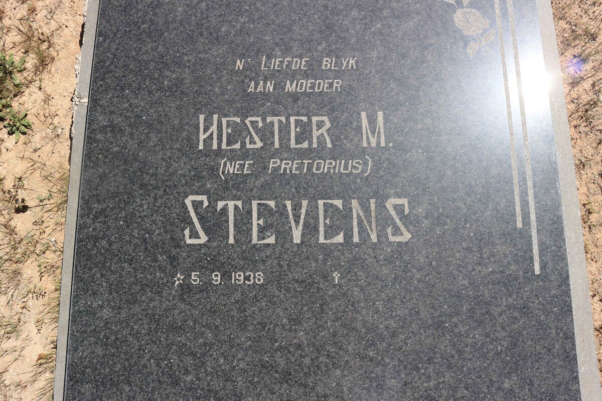 STEVENS M. de Klerk 1922-1982 &amp; Hester M. PRETORIUS 1938-