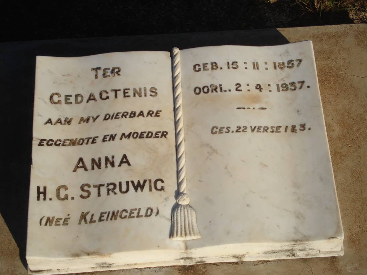 STRUWIG Anna H.G. nee KLEINGELD 1857-1937