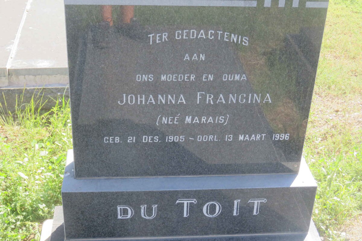 TOIT Johanna Francina, du nee MARAIS 1905-1996