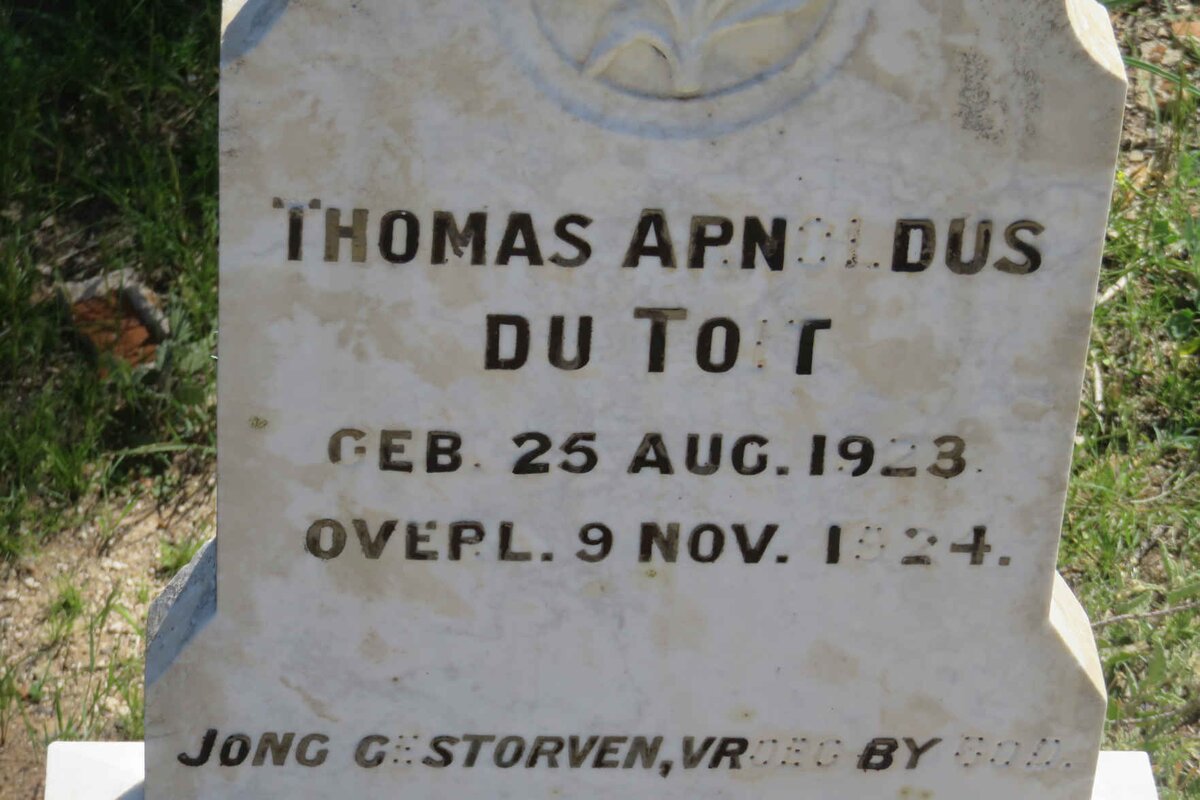 TOIT Thomas Arnoldus, du 1923-1924