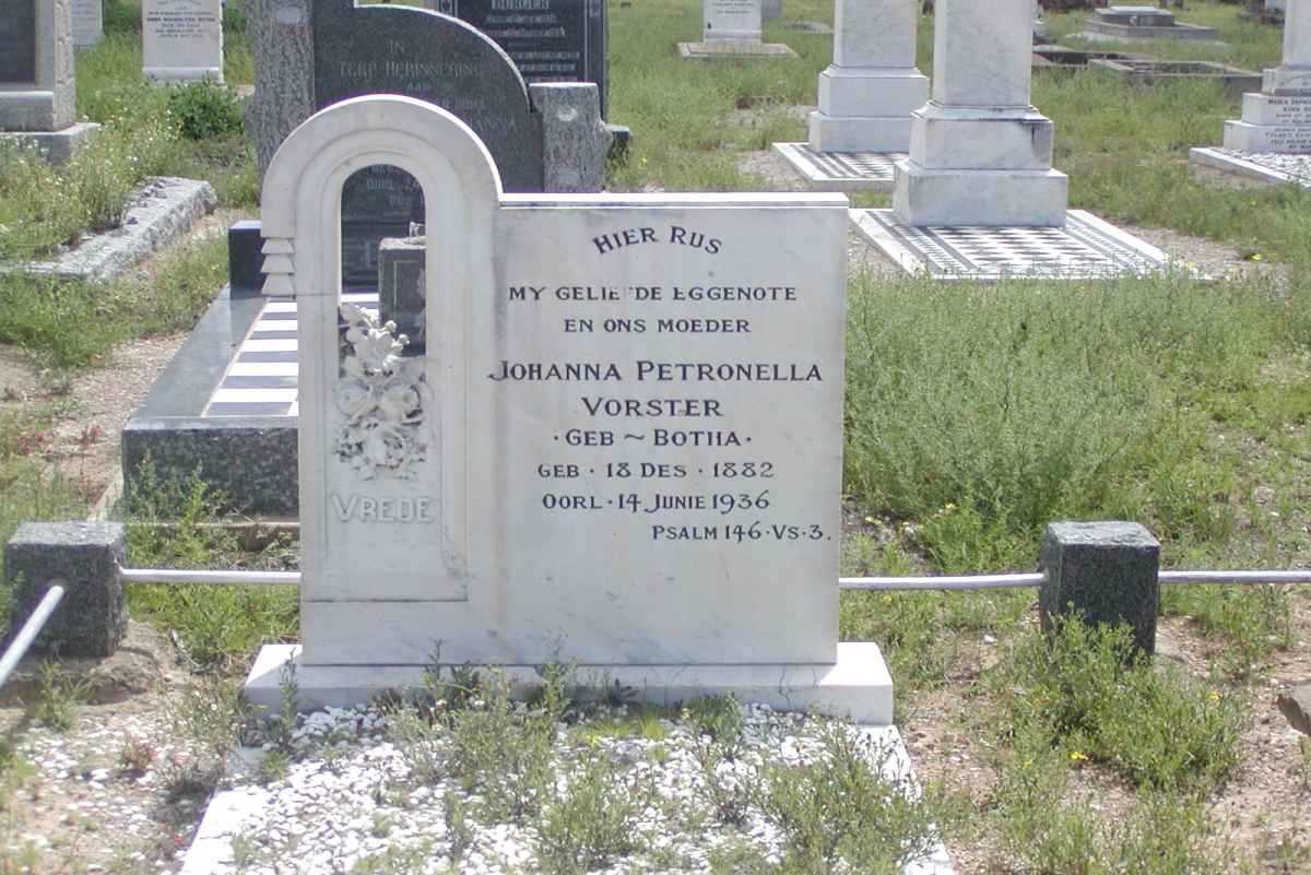 VORSTER Johanna Petronella nee BOTHA 1882-1936