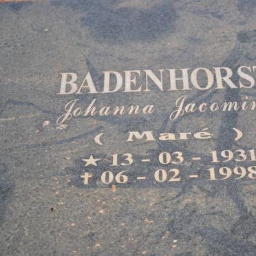 BADENHORST Johanna Jacomina nee MARE 1931-1998