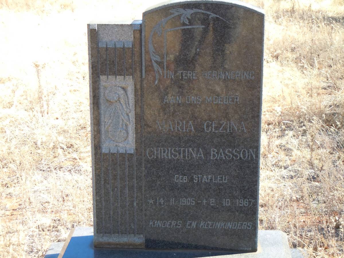 BASSON Maria Gezina Christina nee STAFLEU 1905-1967