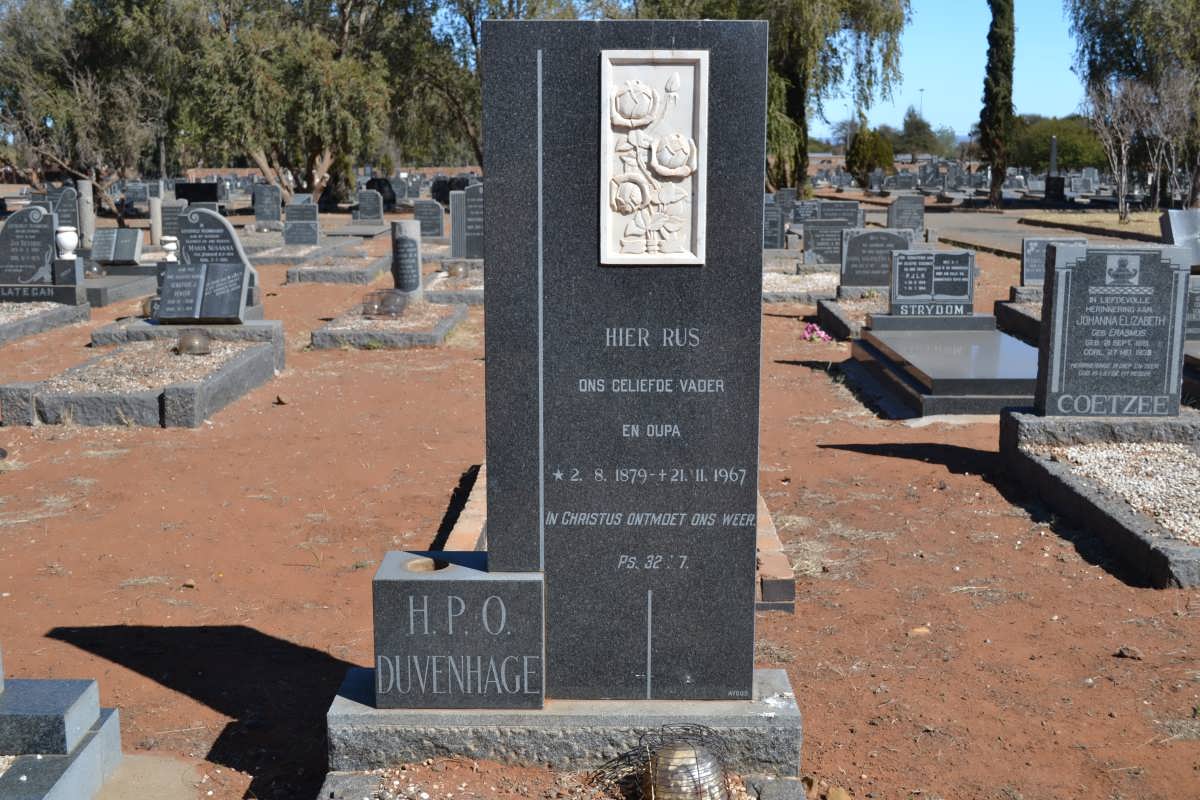 DUVENHAGE H.P.O. 1879-1967