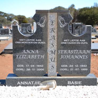ERASMUS Sebastiaan Johannes 1943-1999 &amp; Anna Elizabeth 1943-2006