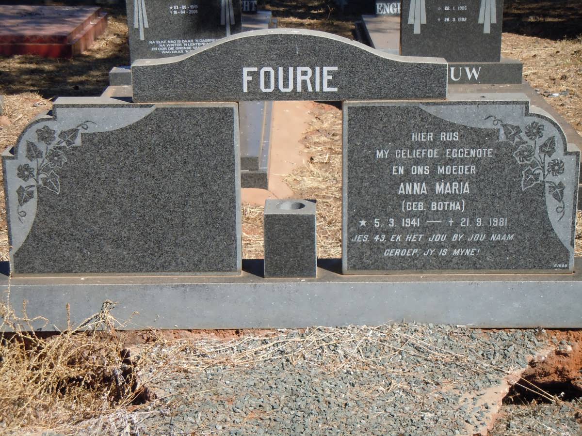 FOURIE Anna Maria nee BOTHA 1941-1981
