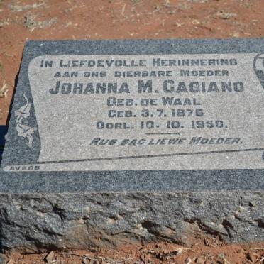 GAGIANO Johanna M. nee DE WAAL 1876-1950
