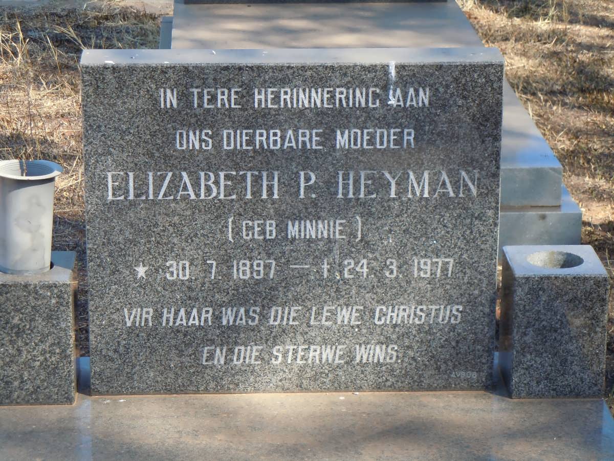 HEYMAN Elizabeth P. nee MINNIE 1897-1977