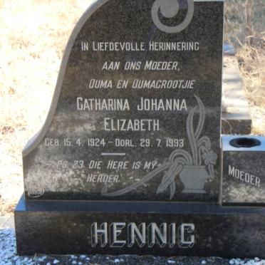 HENNIG Catharina Johanna Elizabeth 1924-1993