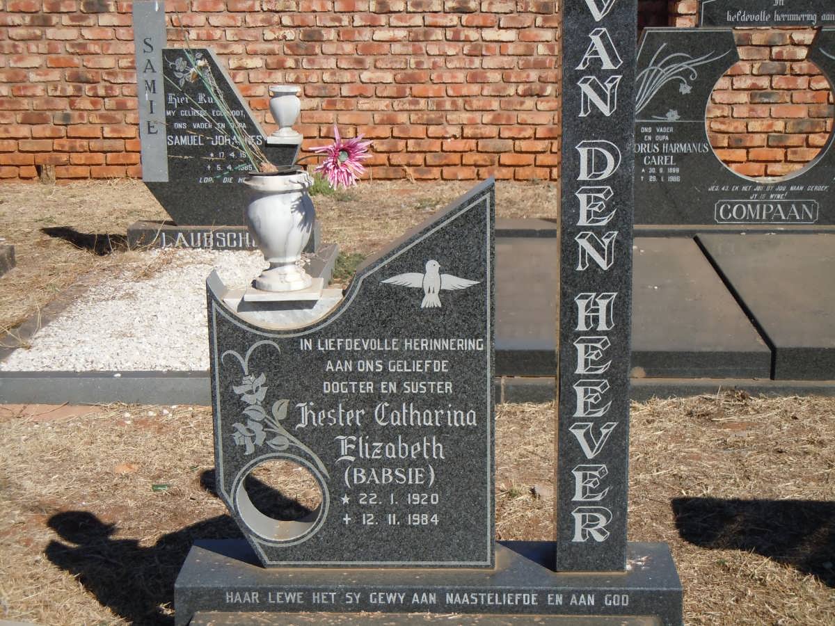 HEEVER Hester Catharina Elizabeth, van den 1920-1984