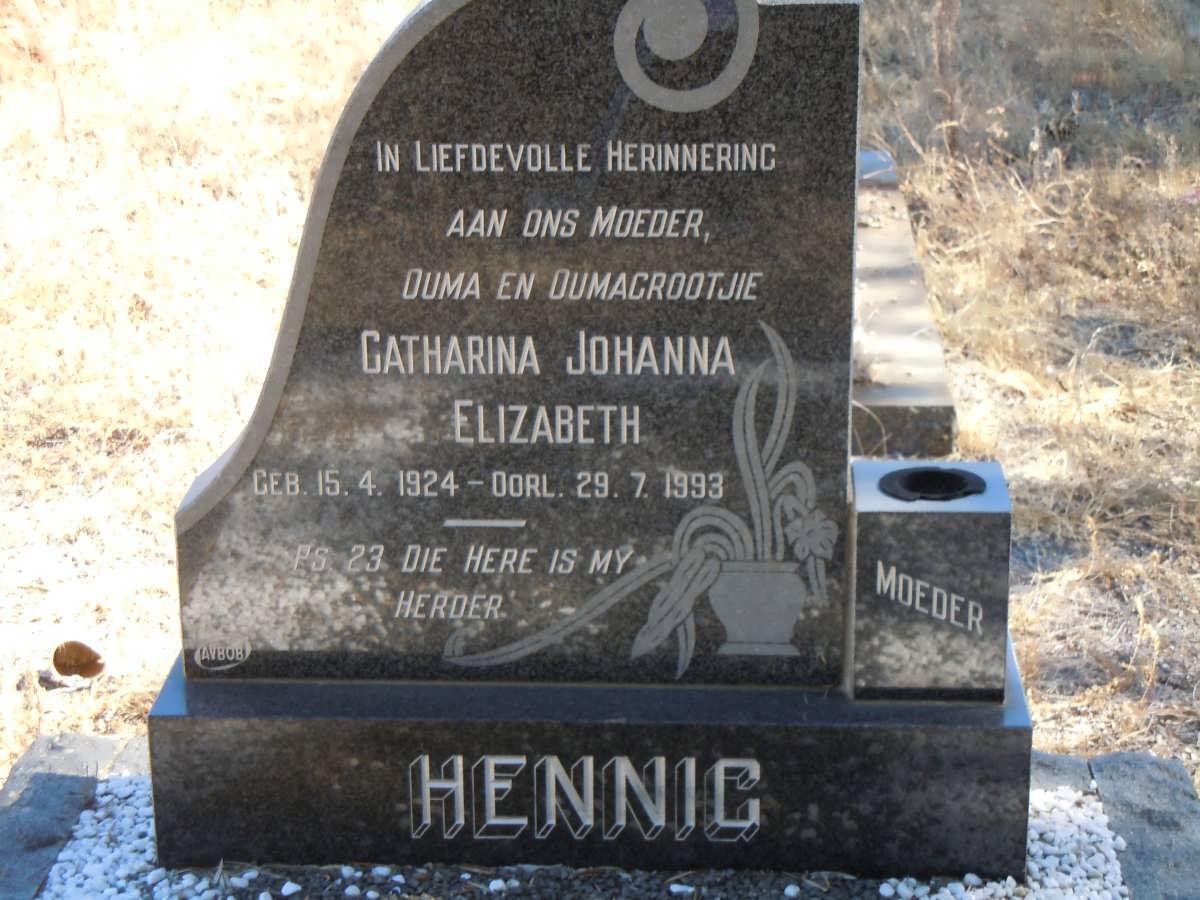HENNIG Catharina Johanna Elizabeth 1924-1993