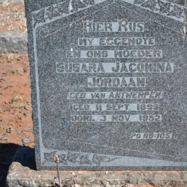 JORDAAN Susara Jacomina nee VAN ANTWERPEN 1893-1952