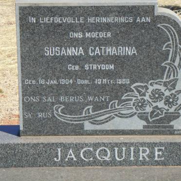 JACQUIRE Susanna Catharina nee STRYDOM 1904-1988