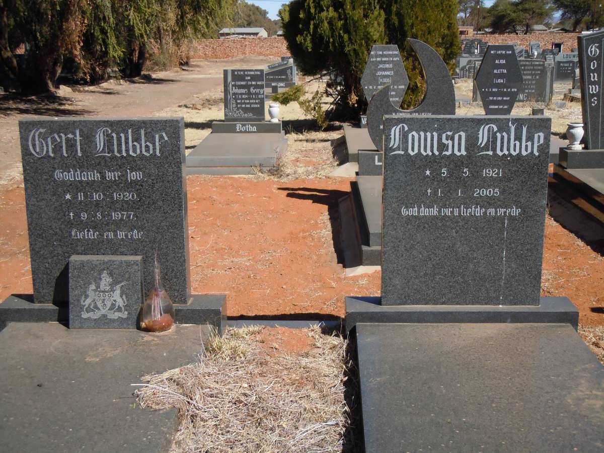 LUBBE Gert 1920-1977 &amp; Louisa 1921-2005