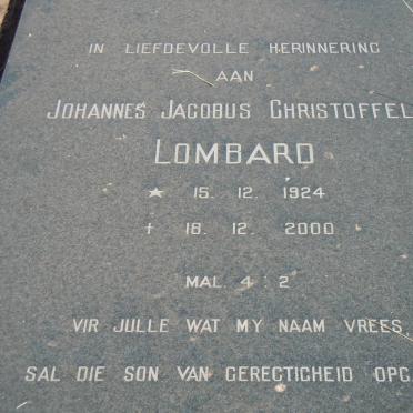 LOMBARD Johannes Jacobus Christoffel 1924-2000