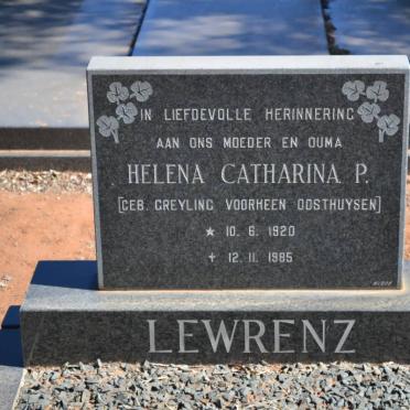 LEWRENZ Helena Catharina P. voorheen OOSTHUYSEN nee GREYLING 1920-1985