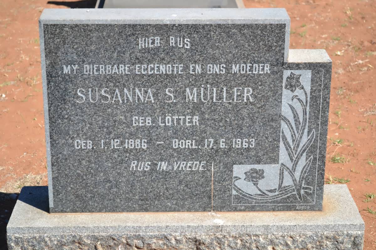 MULLER Susanna S. nee LOTTER 1886-1963