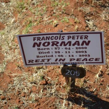 NORMAN Francois Peter 2000-2003