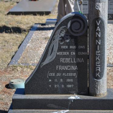 NIEKERK Rebellina Francina, van nee DU PLESSIS 1916-1987