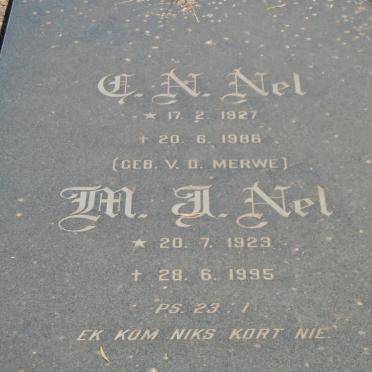 NEL M.J. 1923-1995 &amp; G.N. VAN DER MERWE 1927-1986