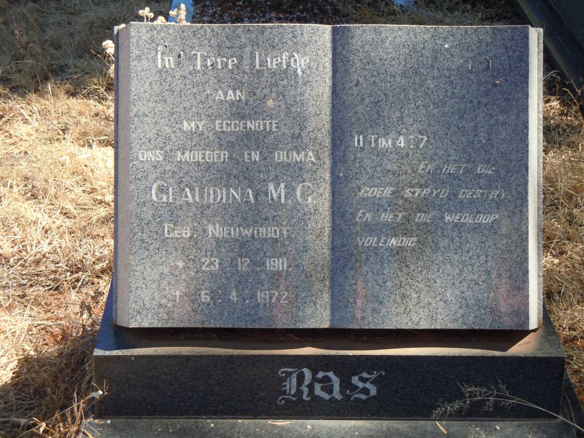 RAS Glaudina M.G. nee NIEUWOUDT 1911-1972
