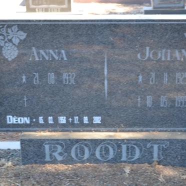 ROODT Johan 1925-1995 &amp; Anna 1932- :: ROODT Dèon 1956-2002