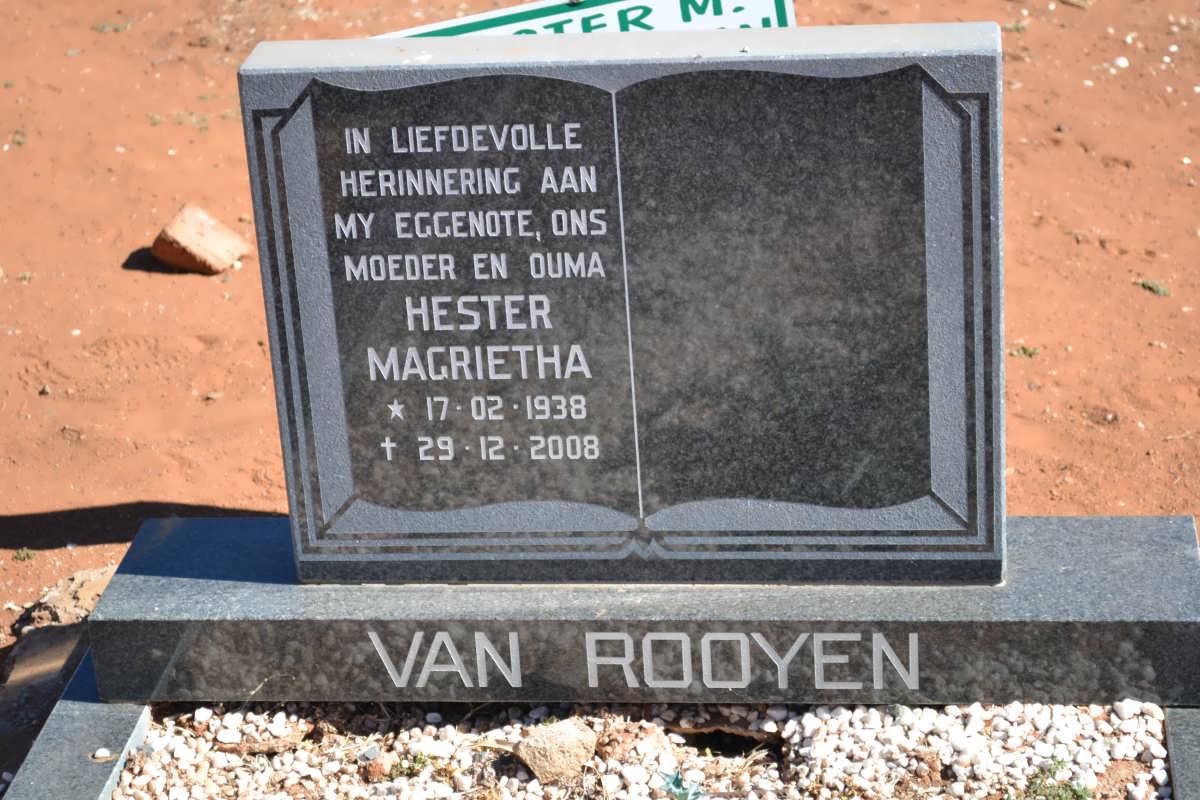 ROOYEN Hester Magrietha, van 1938-2008